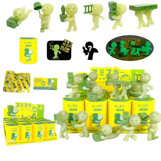 Smiski Life Worker Series – Glow-in-the-Dark Hippers Blind Box Figures | 12-Piece Tabletop Collectibles