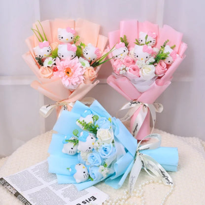 Plush Miss Kitty Stuffed Gift Flower Bouquet