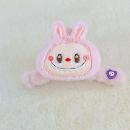 Labubu Double‑Sided Fabric Hair Clips | 3D Labubu Doll Barrettes Pink
