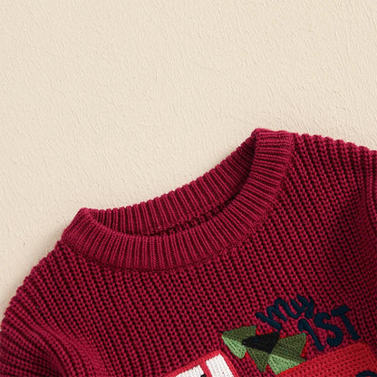 Baby Girls/Boys Christmas Tractor Ribbed Jumper (Age 3M-18M)