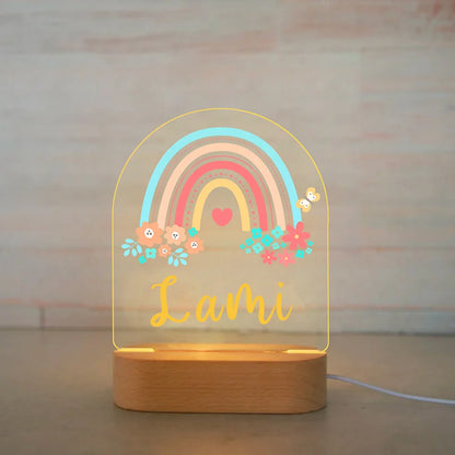 Personalized Children Animal Night Light Custom Name Acrylic Lamp