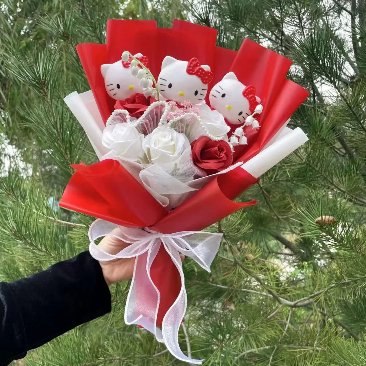 Plush Miss Kitty Stuffed Gift Flower Bouquet