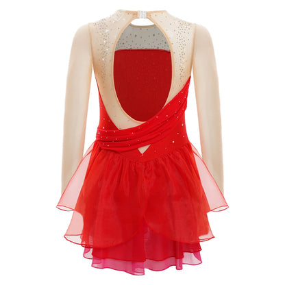 Girls Ballet Dance Rhinestone Long Sleeve Gymnastics Leotard (Age 6-16 YRS)