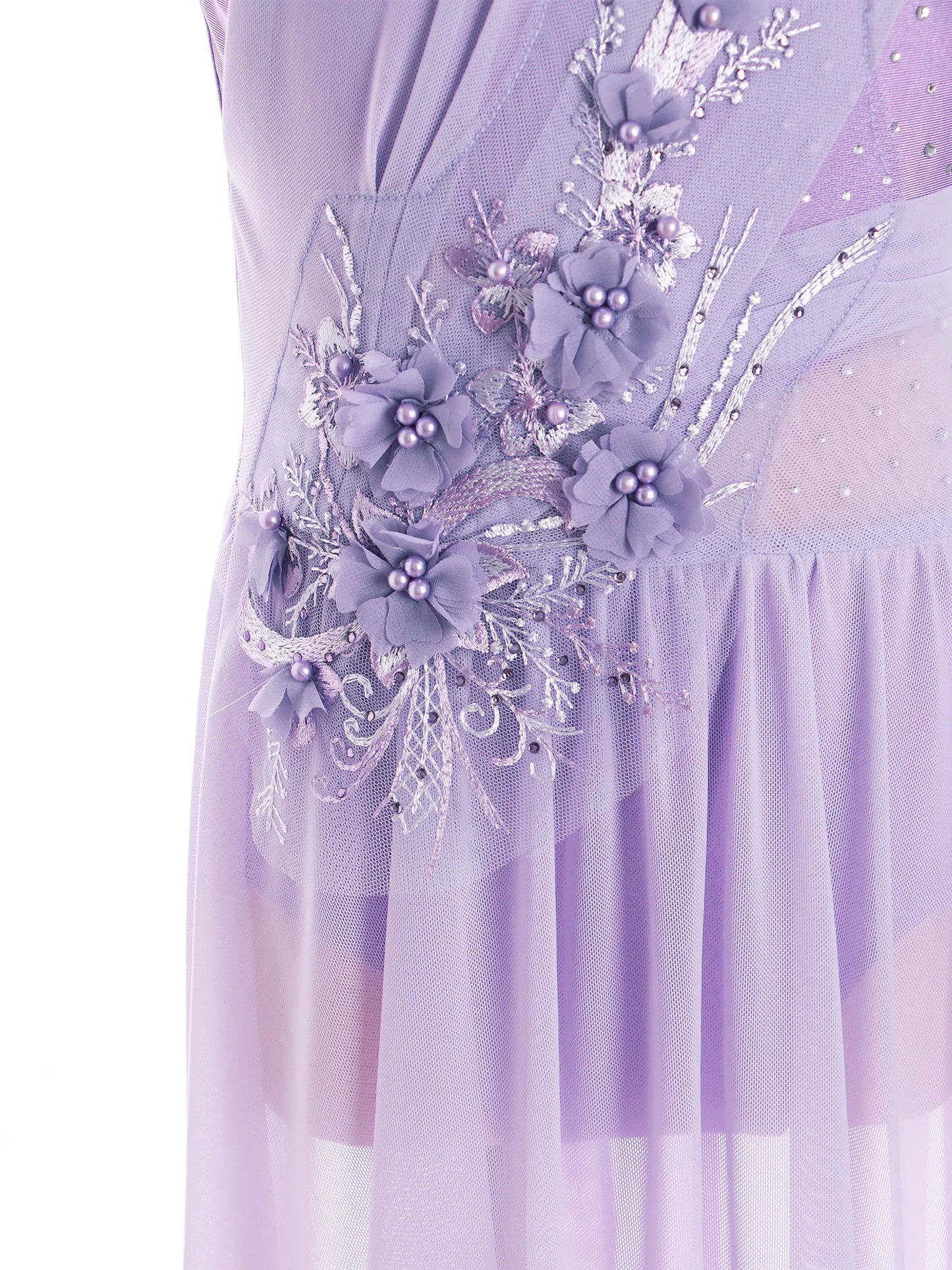 Girls Dance Sleeveless Rhinestones Applique Dress (Age 6-14 YRS)