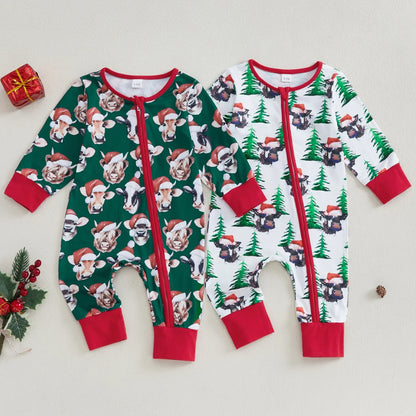 Baby Girls/Boys Christmas Print Romper (Age Newborn-12M)