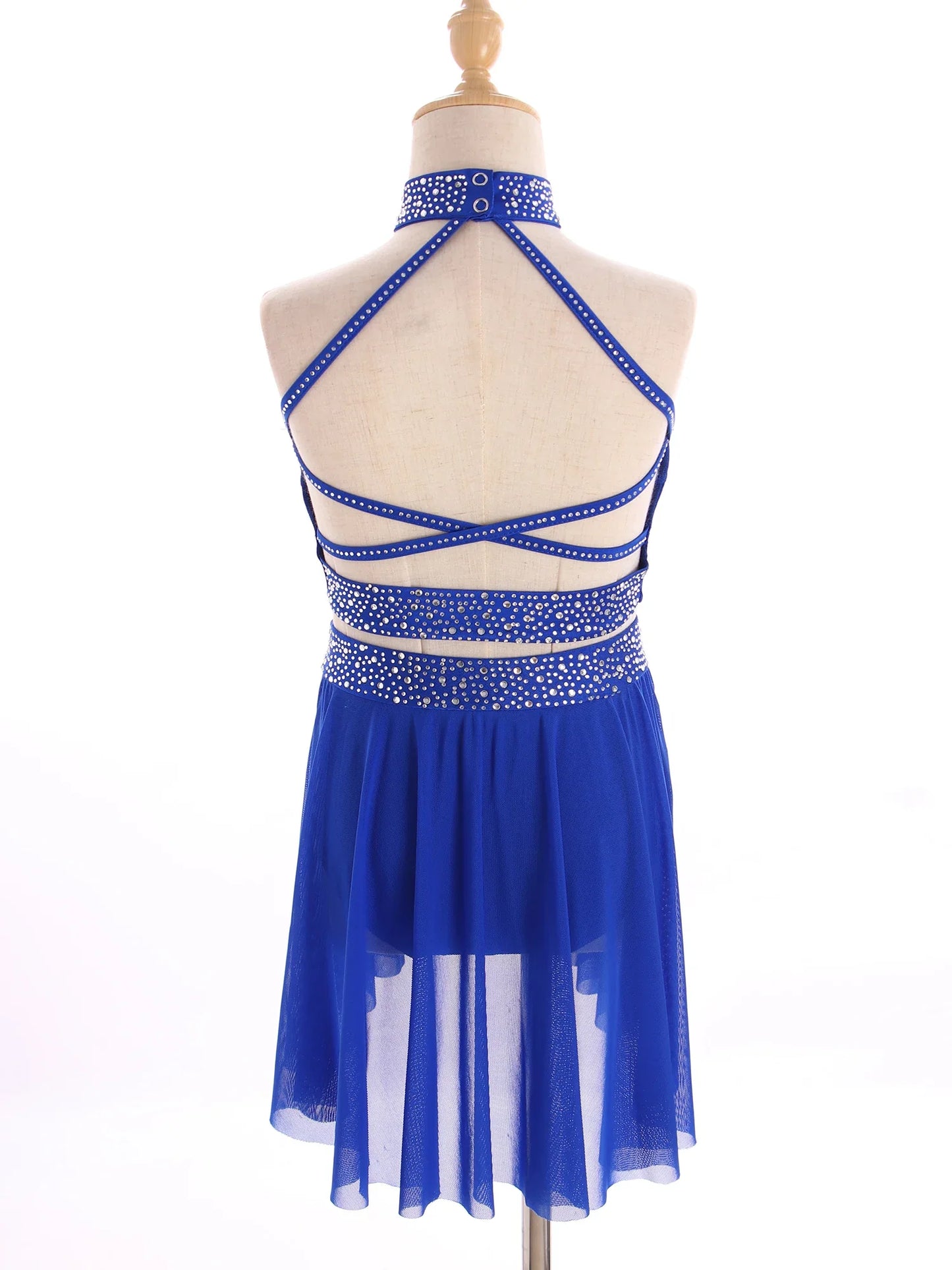 Girls Rhinestones Dance Outfit Tops & Skirt Set (Age 6-16 YRS)