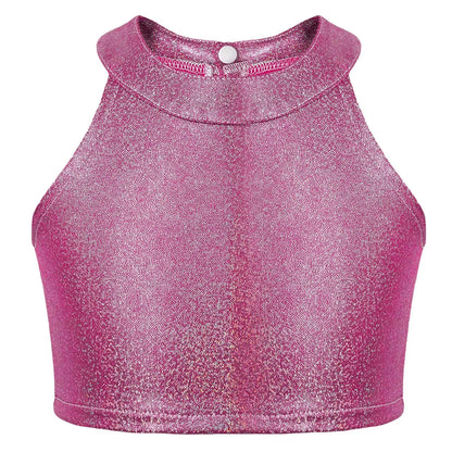 Girls Metallic Shiny Sleeveless Crop Top (Age 24M-16 YRS)