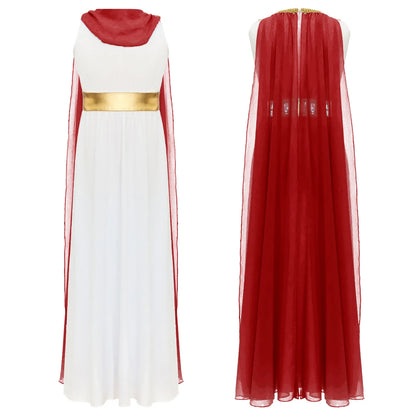 Girls Roman Grecian Athena Split Costume Dress (Age 6-16 YRS)