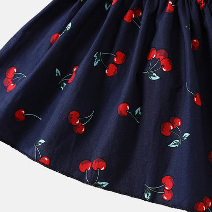 Baby Girls Cotton Cherry Print Strappy Dress (Age 3M-24M)