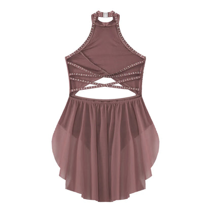 Girls Dance Rhinestone Dress Costume (Age 6-16YRS)