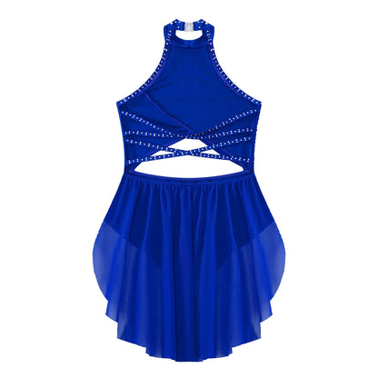 Girls Dance Rhinestone Dress Costume (Age 6-16YRS)