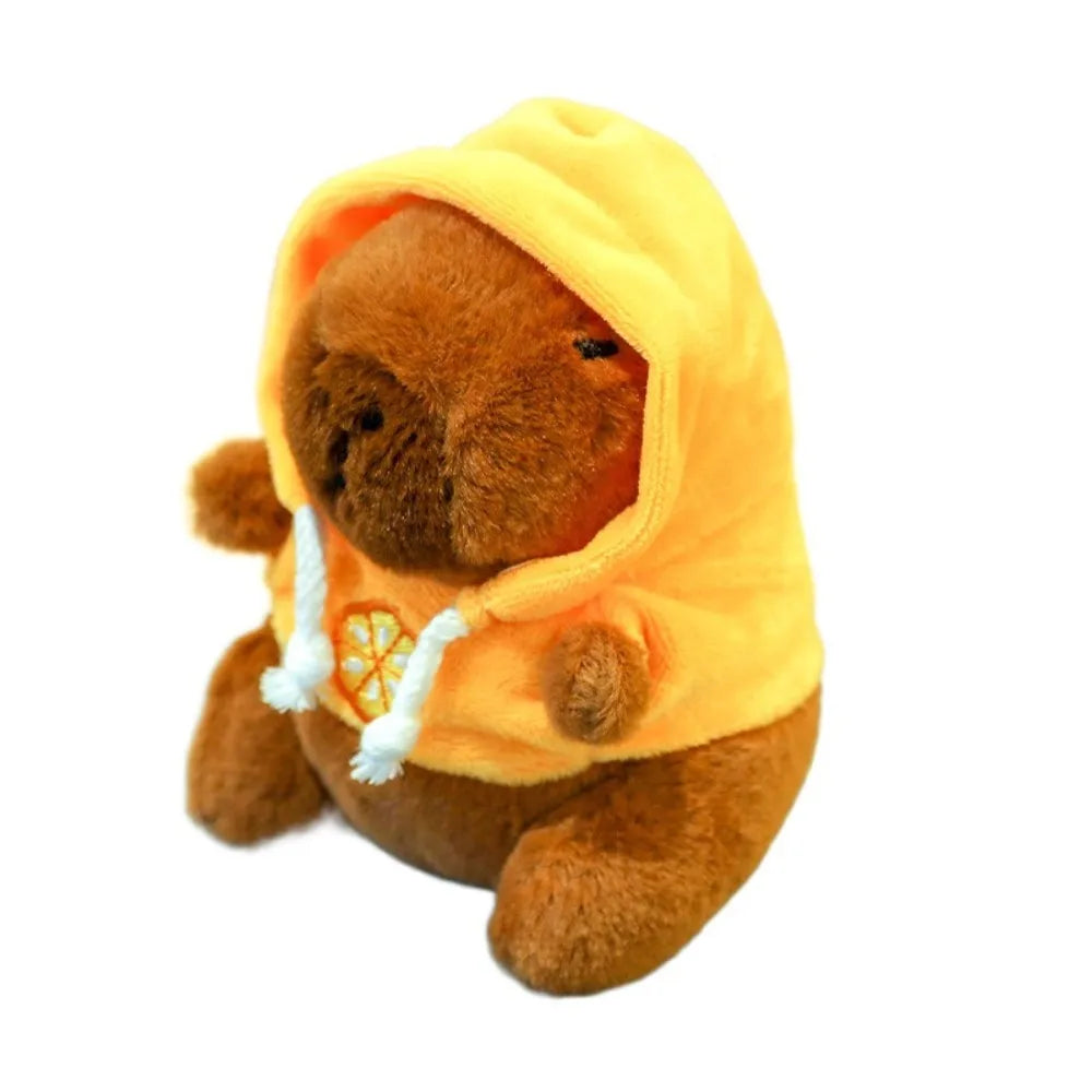 Plush Cute Capybara Stuffed Toy Hoodie with Wings - 12cm Yellow-Hoodie