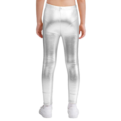 Girls Metallic Warm Fleece-Lined Elastic Waistband Leggings (Age 18M-10 YRS)