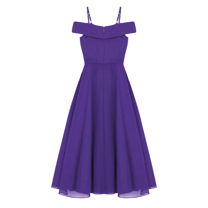 Girls Chiffon Off-the-Shoulder Adjustable A-Line Dress (Age 4-16 YRS)
