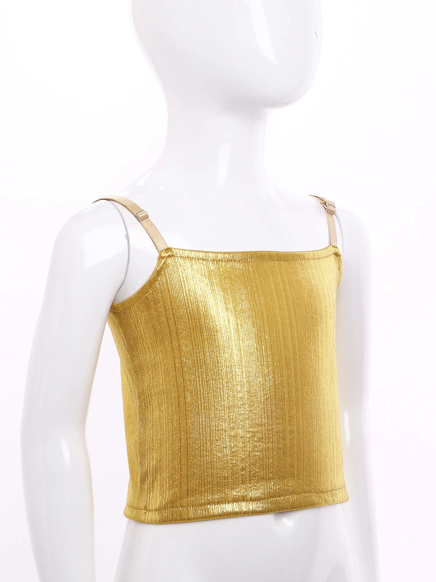 Girls Metallic Shiny Vest Crop Top (Age 24M-16 YRS)