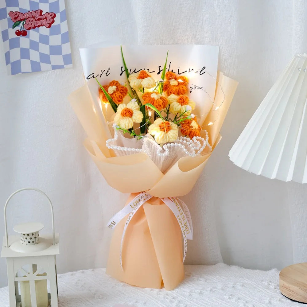 Handmade Knitted Crochet Flower Gift Bouquet