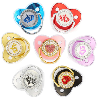 Luxury Rhinestone Baby Pacifier Crown Dummy