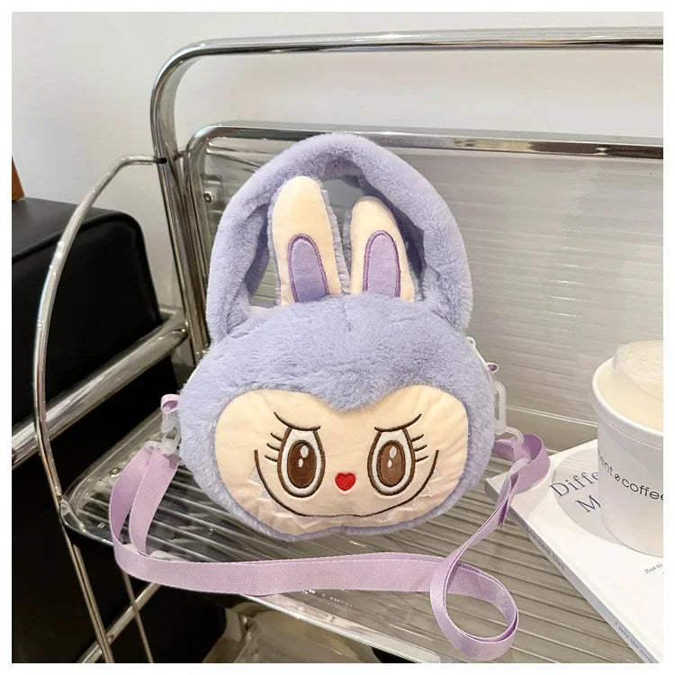Labubu Plush Crossbody Bag | Soft Kawaii Shoulder Bag with Zipper