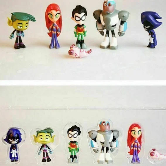 Teen Titans 5-Piece Hand Doll Model Set – Beast Boy, Steel, Spark, Crow & More