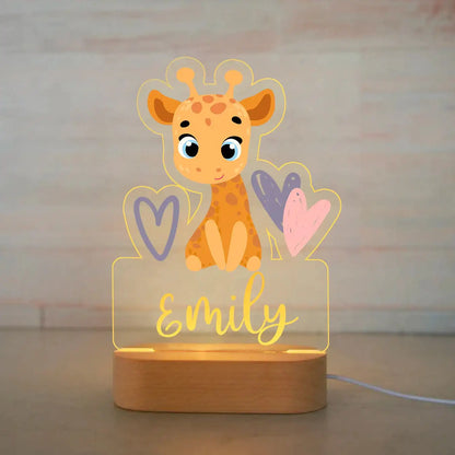Personalized Children Animal Night Light Custom Name Acrylic Lamp