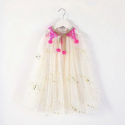 Girls Princess Sequin Dress Up Cape (24M-12 YRS) EL14D0 Size S(65 cm)
