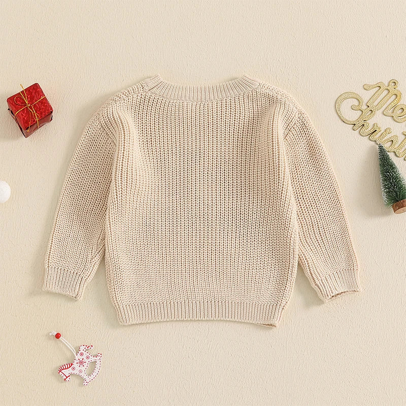 Baby Girls/Boys Christmas Tractor Ribbed Jumper (Age 3M-18M)