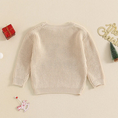 Baby Girls/Boys Christmas Tractor Ribbed Jumper (Age 3M-18M)