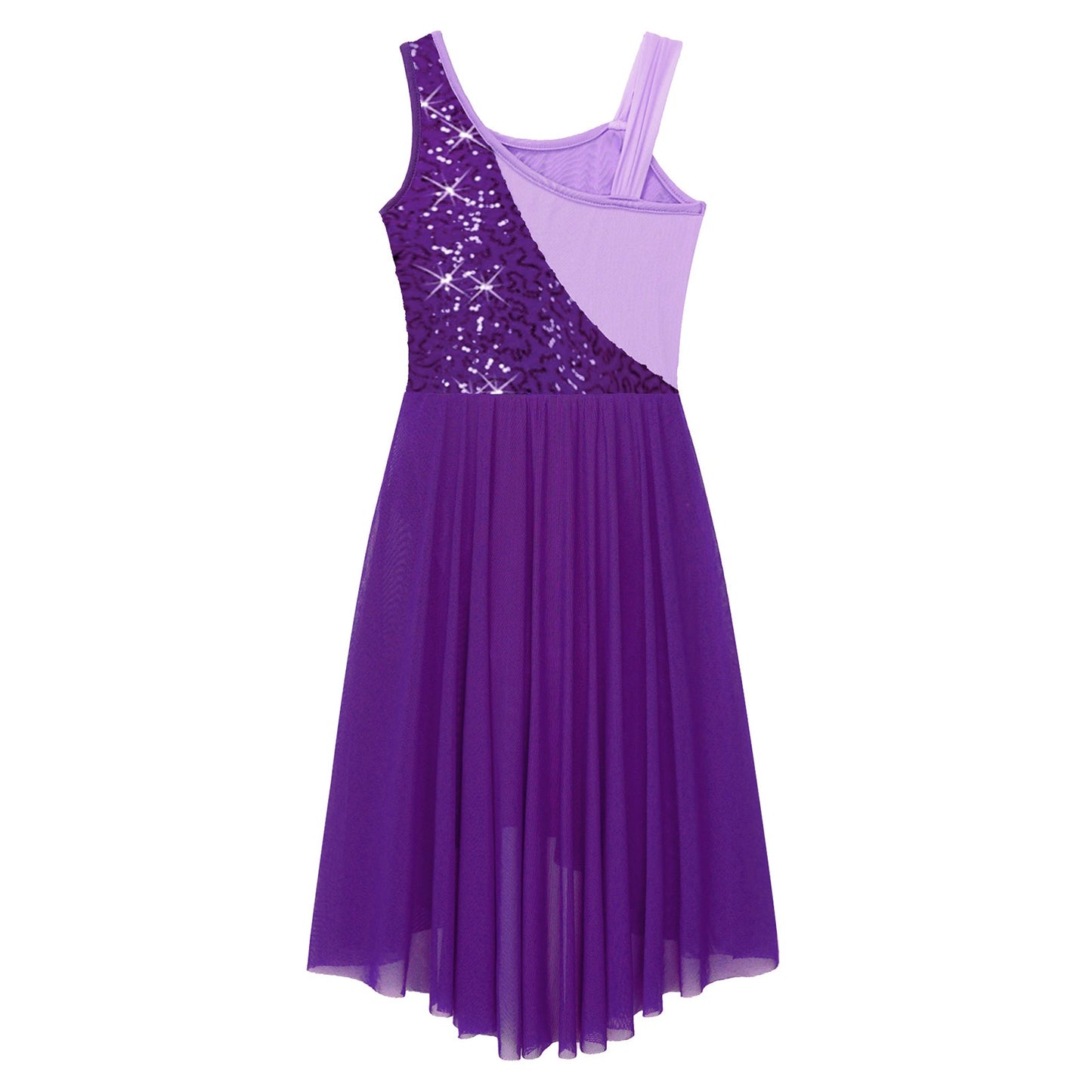 Girls Dance Sleeveless Color Block m Leotard Dress (Age 6-16YRS)