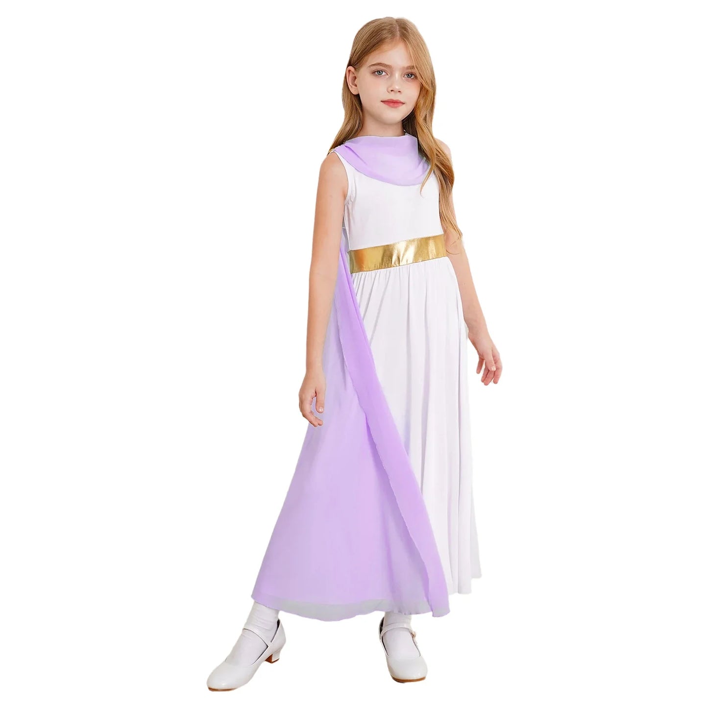 Girls Roman Grecian Athena Split Costume Dress (Age 6-16 YRS)