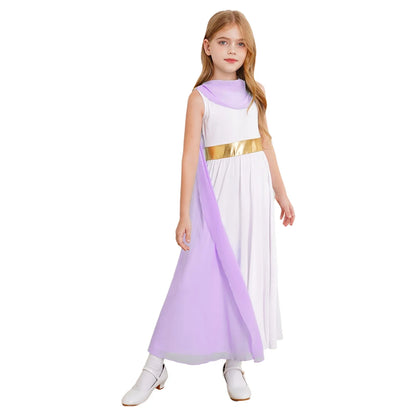 Girls Roman Grecian Athena Split Costume Dress (Age 6-16 YRS)