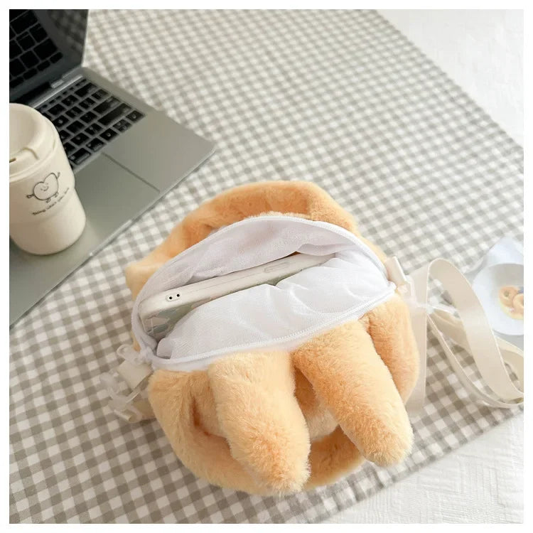 Labubu Plush Crossbody Bag | Soft Kawaii Shoulder Bag with Zipper