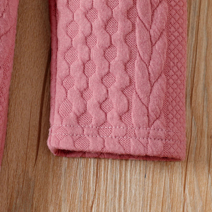 Girls Pink Cable Knit Bowknot Long-Sleeve Dress (Age 5-12YRS)