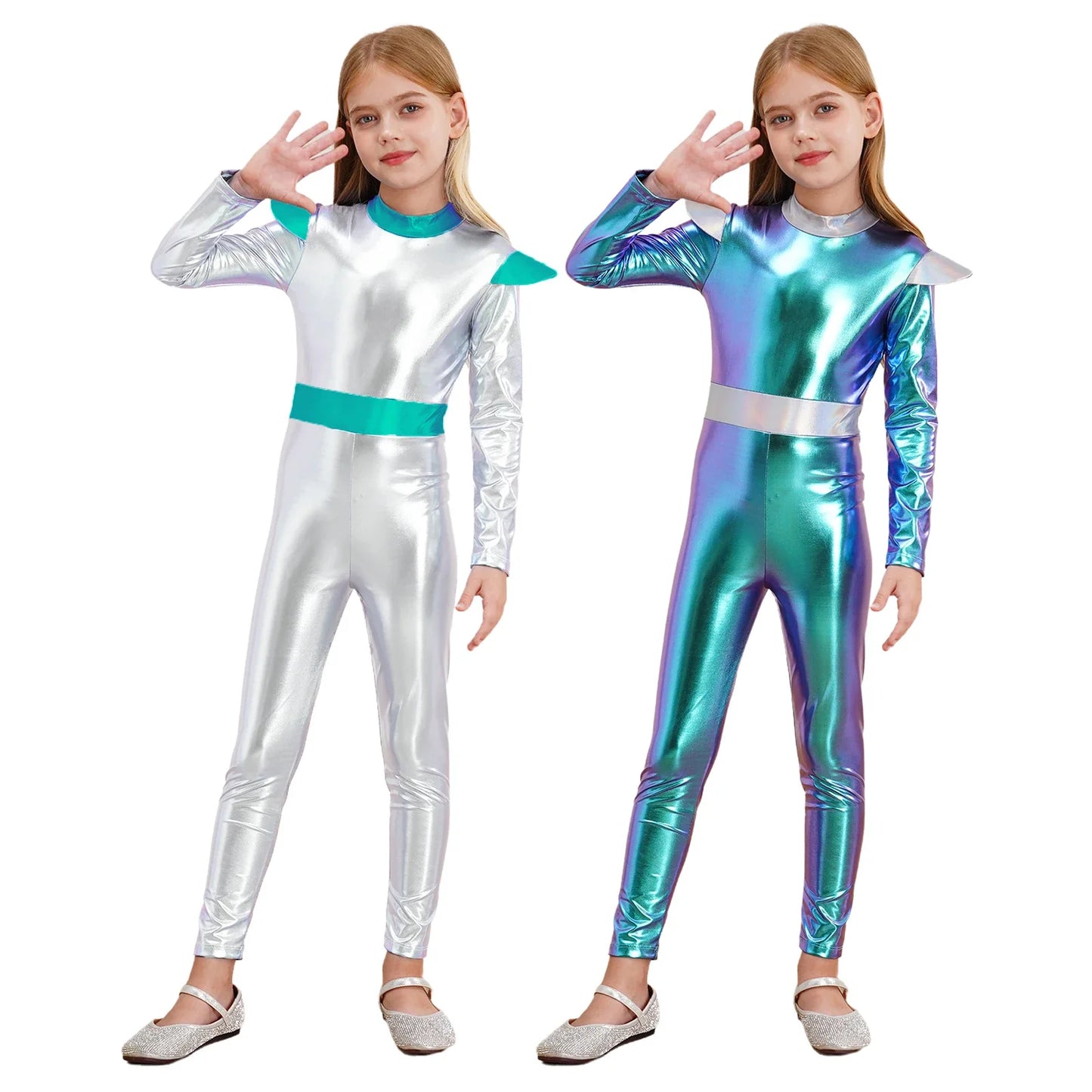 Girls Alien Robot Costume Jumpsuit (Age 6-16 YRS)