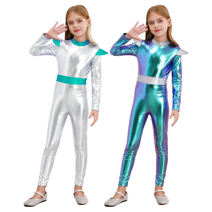 Girls Alien Robot Costume Jumpsuit (Age 6-16 YRS)