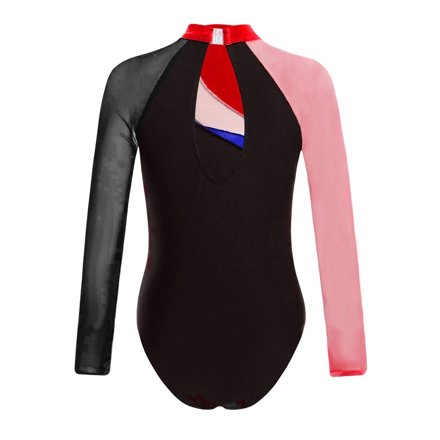 Girls Ballet Dance Leotard Gymnastics  Rhinestones Sheer Mesh Long Sleeve (Age 4-16 YRS)