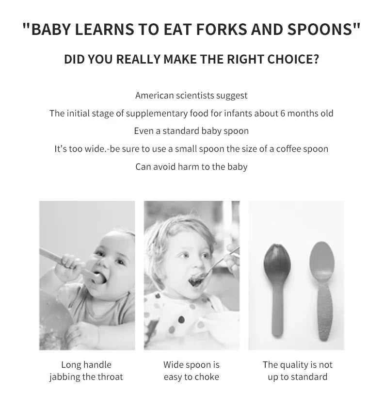 Toddler Cute Utensils Feeding Spoon And Fork Set Stainless Steel