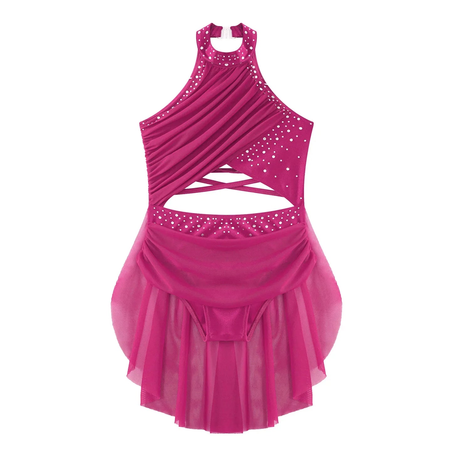 Girls Dance Rhinestone Dress Costume (Age 6-16YRS)