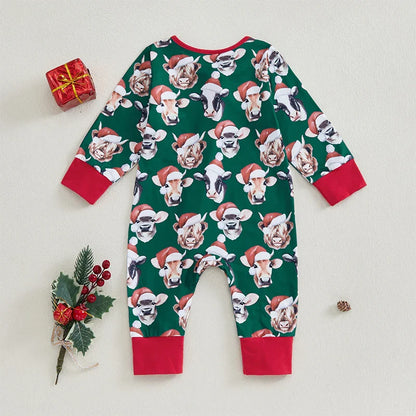Baby Girls/Boys Christmas Print Romper (Age Newborn-12M)