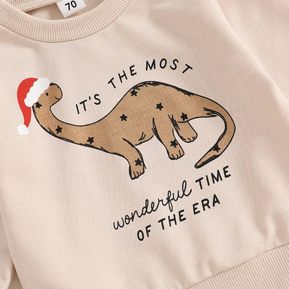 Baby/Toddler Boys Christmas Dinosaur Top & Checked Trousers Outfit (Age 6M-3YRS)