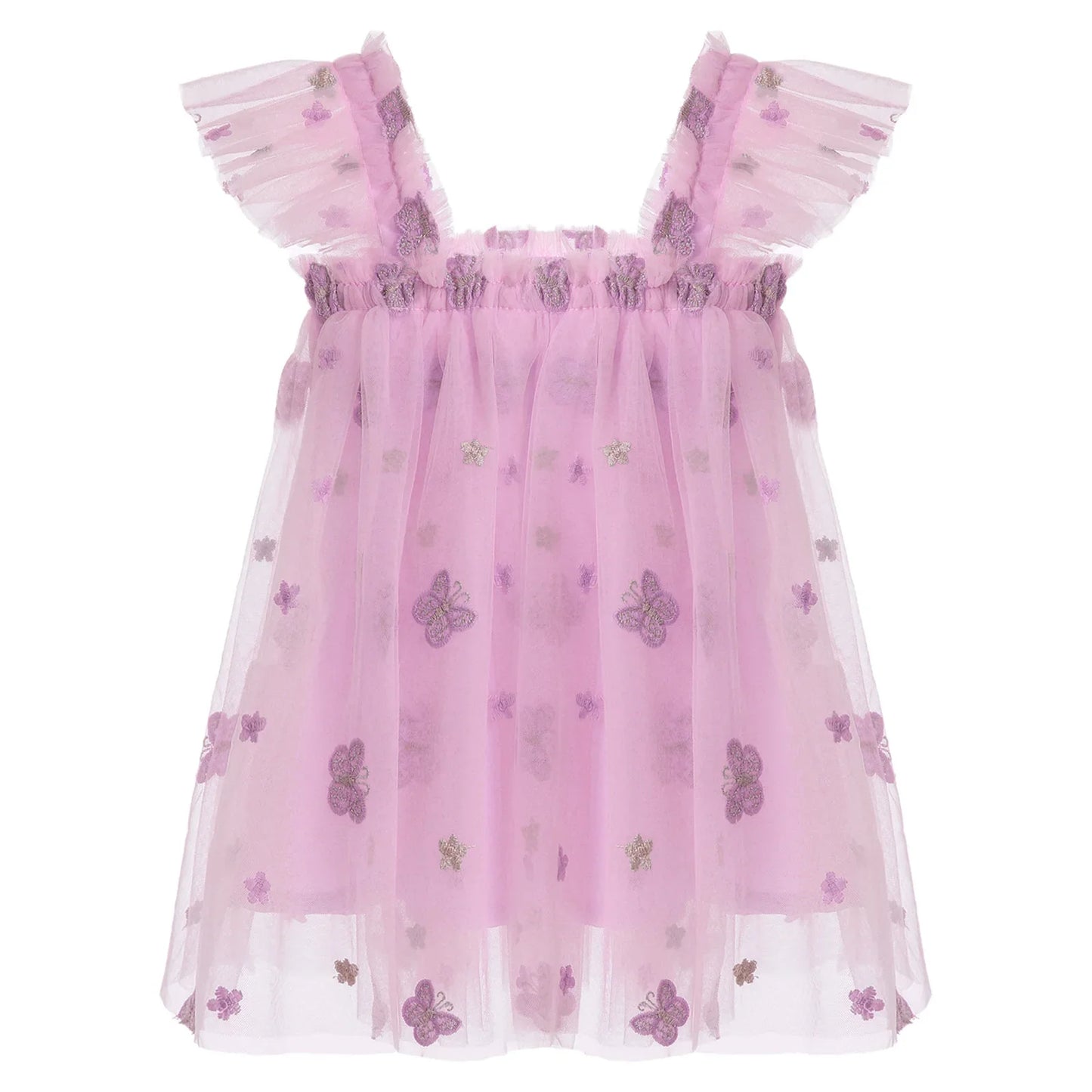 Girls Tulle Ruffled Butterfly Embroidery Dress (Age 12M-6 YRS)