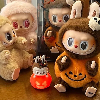 POP MART Labubu Happy Halloween Party Series-Sitting Pumpkin Vinyl Plush Pendant