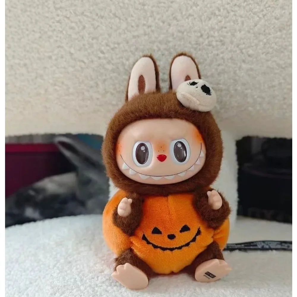 POP MART Labubu Happy Halloween Party Series-Sitting Pumpkin Vinyl Plush Pendant