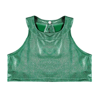 Girls Metallic Shiny Sleeveless Crop Top (Age 24M-16 YRS)