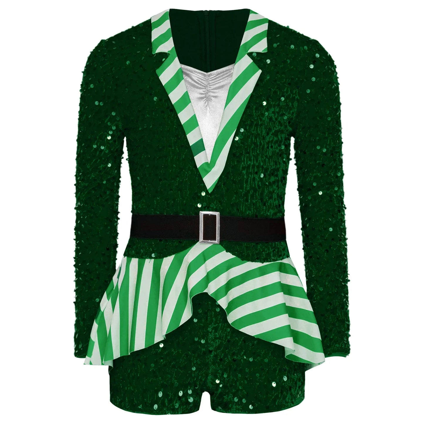 Girls Christmas Candy Cane Long Sleeve Sequin Stripe Costume (Age 6-16 YRS)