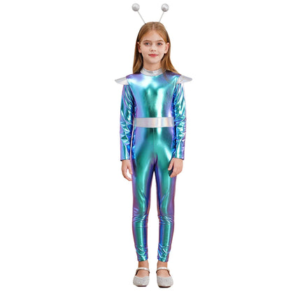 Girls Alien Robot Costume Jumpsuit (Age 6-16 YRS)