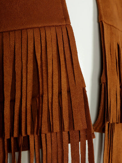 Kids Western Cowboy Cowgirl Costume Long Sleeve Tassels Fringe Jacket (Age 6-16YRS)