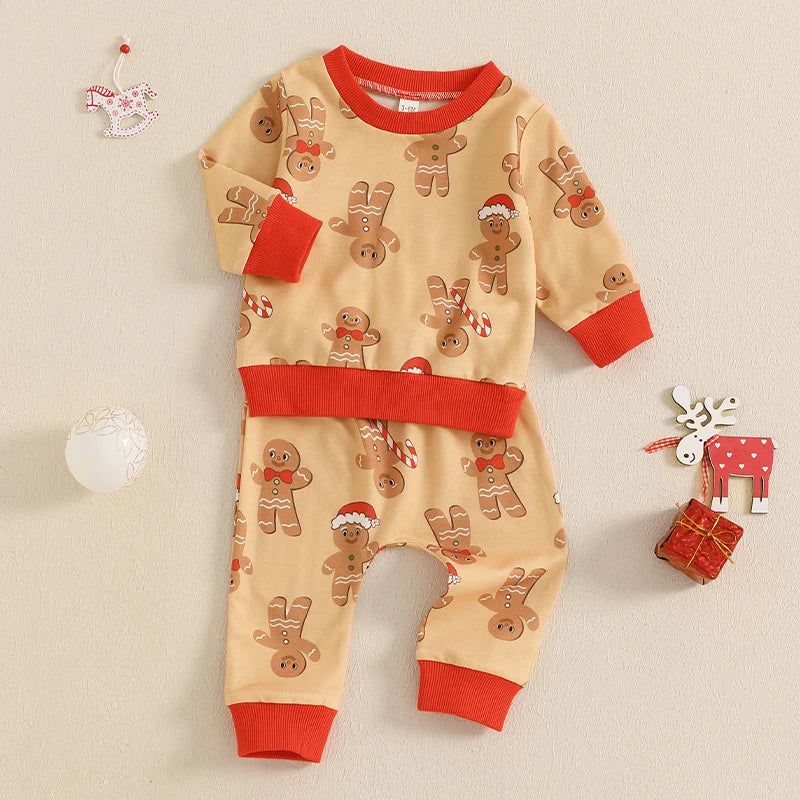 Baby Gingerbread Print Christmas Pyjamas (Age 3M-3YRS)
