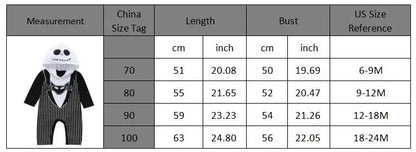 Halloween Jack Cospaly Infant Boy Nightmare Before Christmas Romper Long-Sleeve Cotton Hoodies Jumpsuit 0-24Months