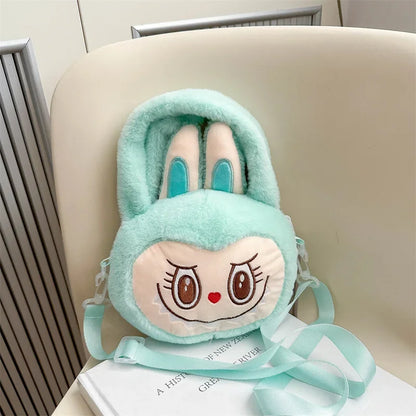 Labubu Plush Crossbody Bag | Soft Kawaii Shoulder Bag with Zipper