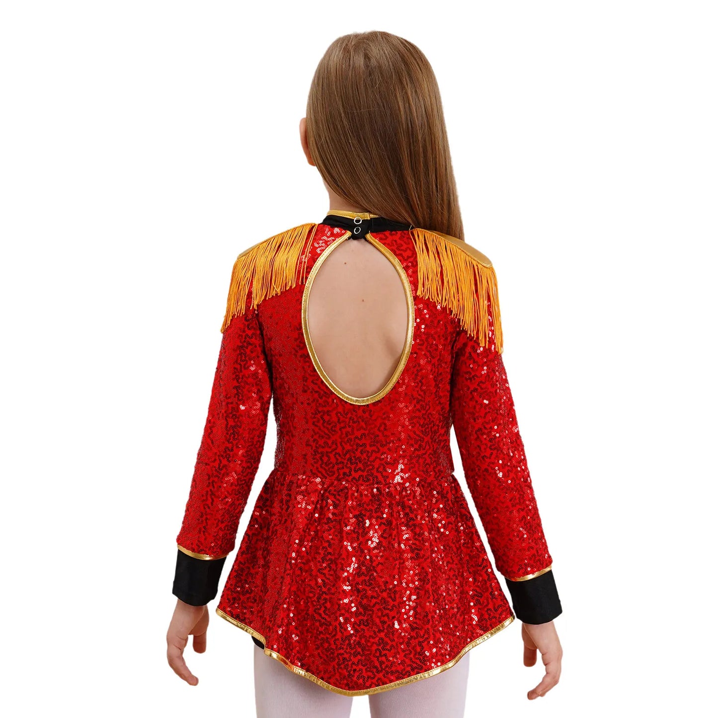 Girls Red Sequin Ringmaster Costume (Age 6-16YRS)